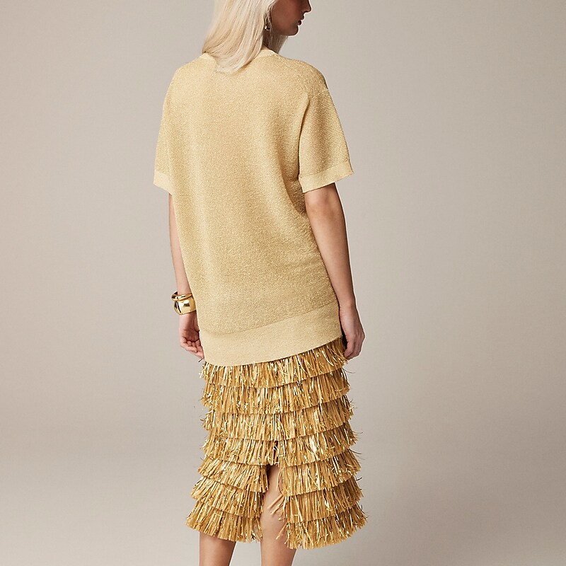 J.Crew Collection sheer tunic with Lurex® metallic threads Gold Metallic Clearance | 37ITWUABL