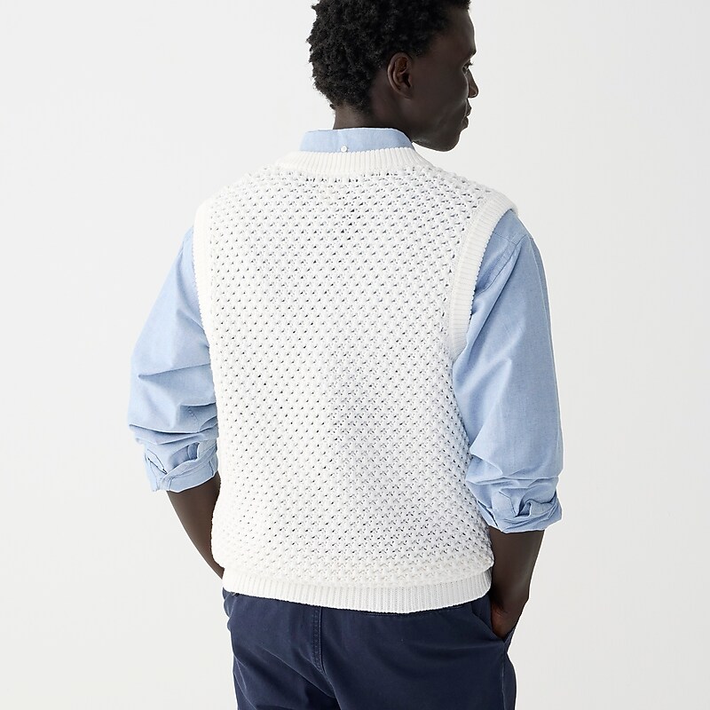 J.Crew Cotton berry-stitch sweater-vest White Clearance | 43TPJXZKH