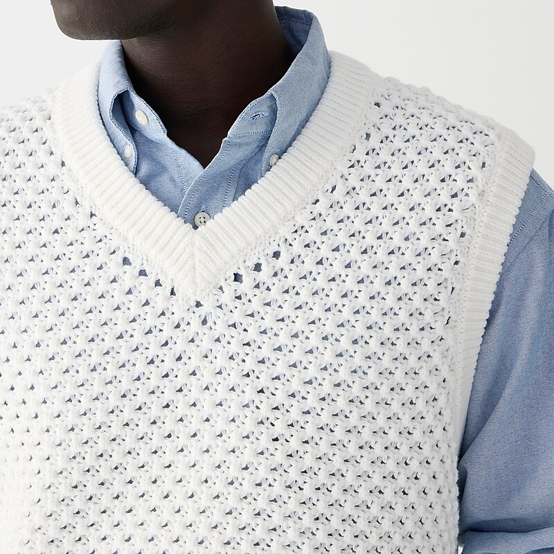 J.Crew Cotton berry-stitch sweater-vest White Clearance | 43TPJXZKH