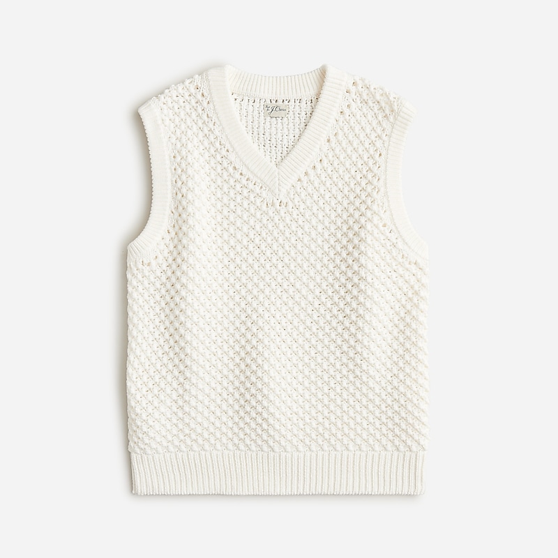 J.Crew Cotton berry-stitch sweater-vest White Clearance | 43TPJXZKH