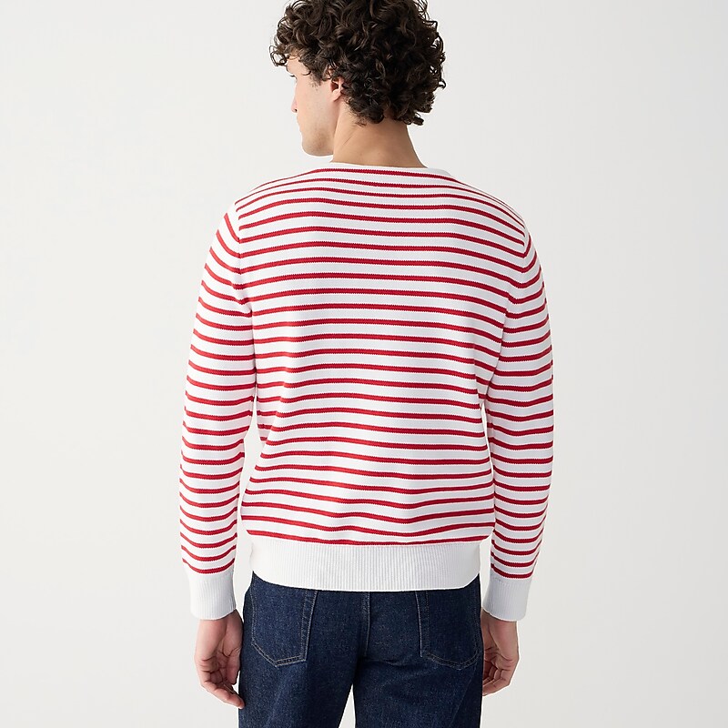 J.Crew Cotton boatneck sweater in stripe Sea Salt Beacon Red Str Sale | 26EUQLXPD