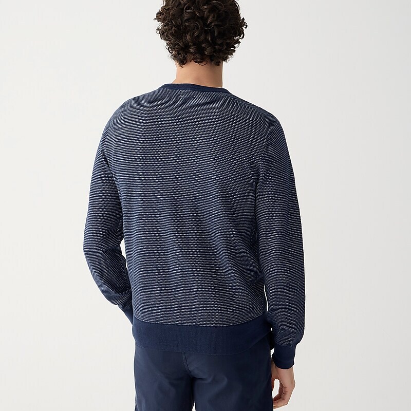 J.Crew Cotton piqué-stitch crewneck sweater Darkest Indigo Natural Sale | 23KSFJREX