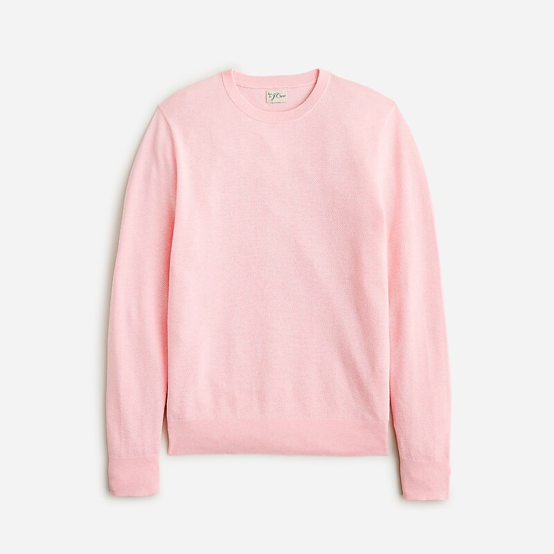 J.Crew Cotton piqué-stitch crewneck sweater Hthr Fresh Bouquet Outlet Online | 75GIVDHJM