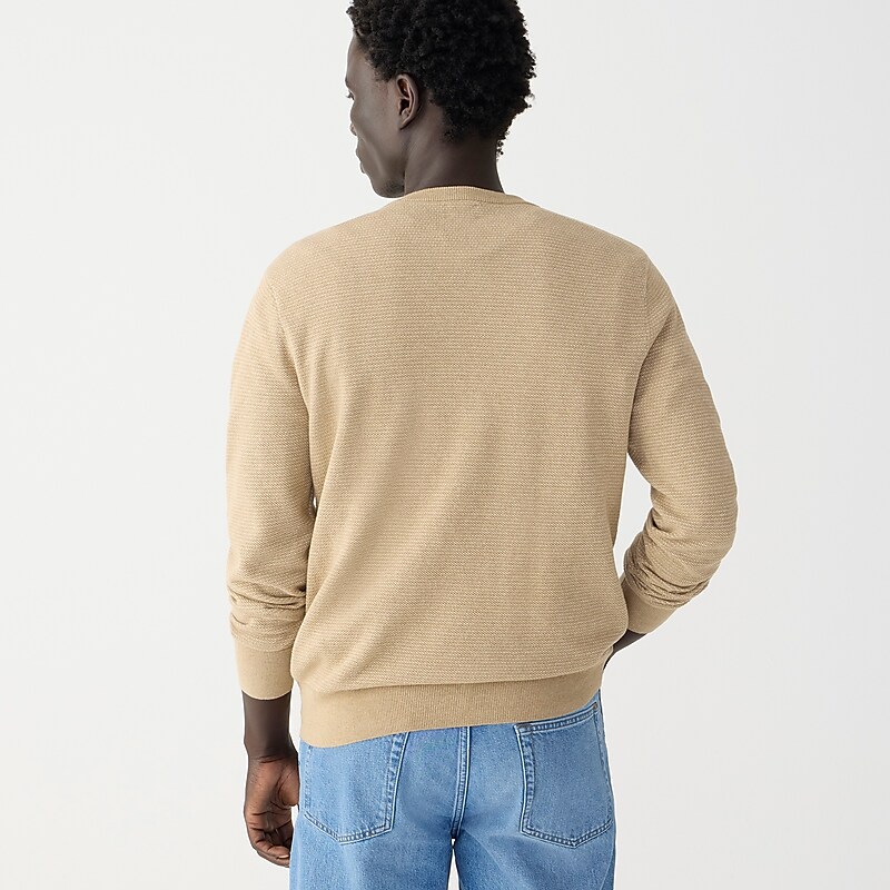 J.Crew Cotton piqué-stitch crewneck sweater Hthr Warm Camel Natural Online | 08RTQNYBX