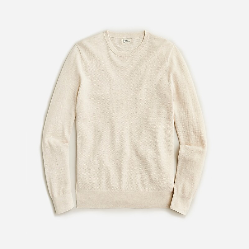J.Crew Cotton piqué-stitch crewneck sweater Hthr Natural Online | 87LUJZQDA