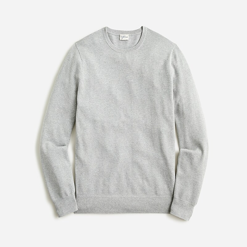 J.Crew Cotton piqué-stitch crewneck sweater Hthr Grey Clearance | 47OBXUMRG