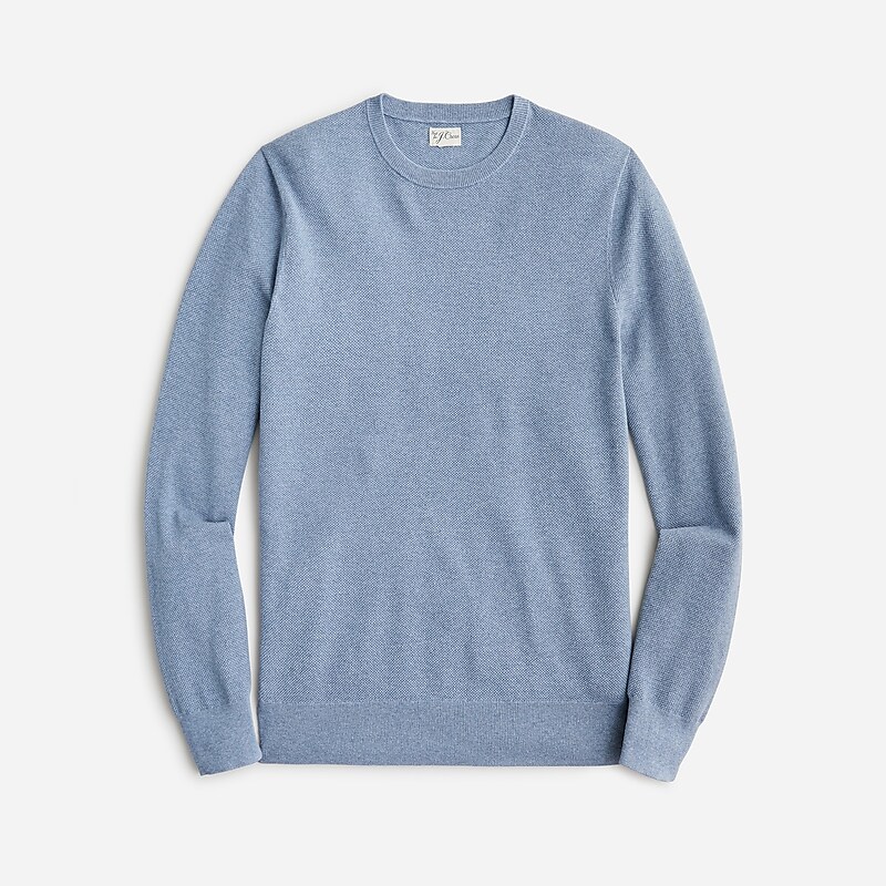 J.Crew Cotton piqué-stitch crewneck sweater Hthr Bluestone Outlet Online | 72OXKSDVQ