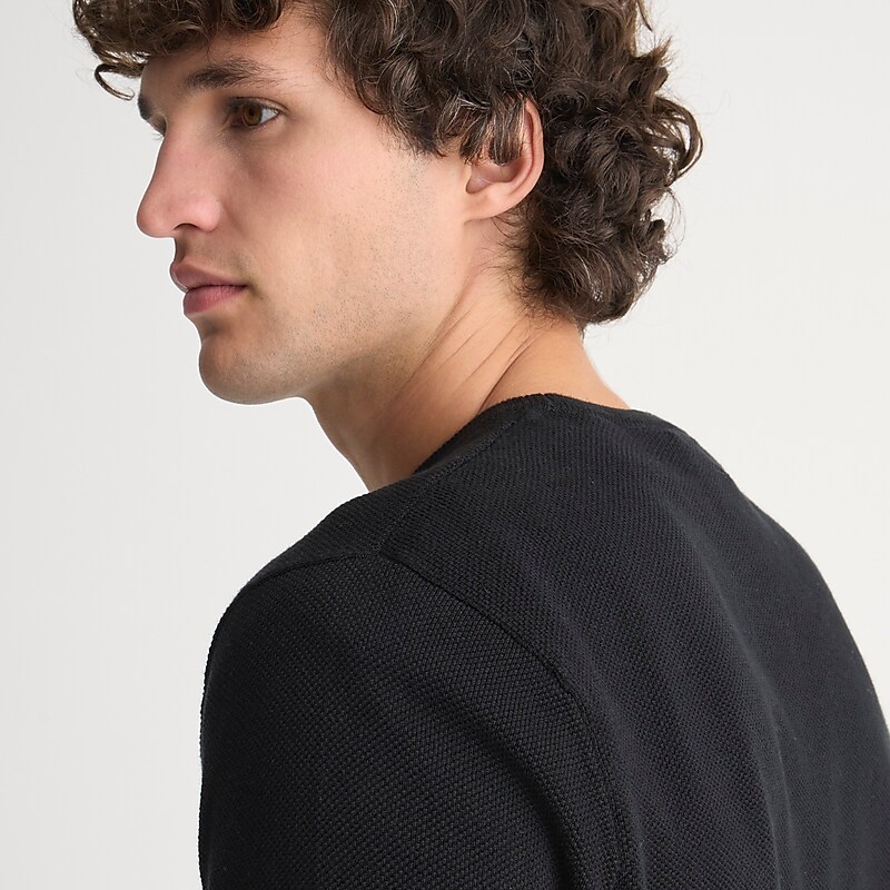 J.Crew Cotton piqué-stitch crewneck sweater Black USA | 19STIPCQD