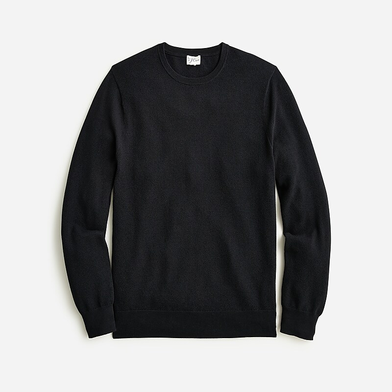 J.Crew Cotton piqué-stitch crewneck sweater Black USA | 19STIPCQD