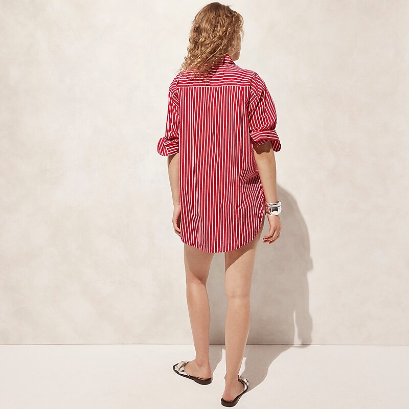 J.Crew Cotton voile beach shirt Vintage Red Stripe Clearance | 46VWYZAFQ