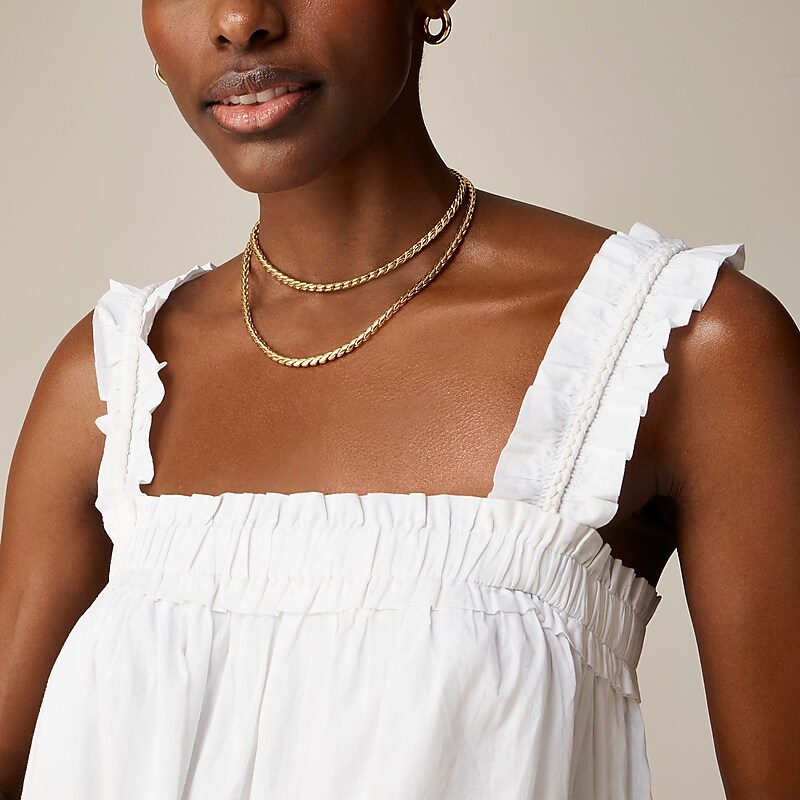 J.Crew Cotton voile ruffle-trim shift dress White Online | 08YAECUQI