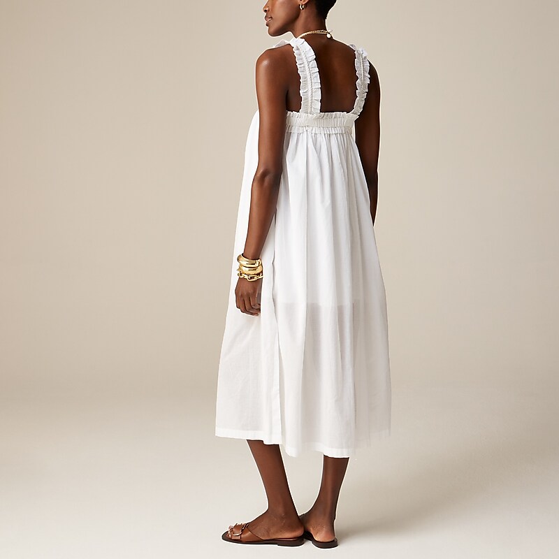 J.Crew Cotton voile ruffle-trim shift dress White Online | 08YAECUQI