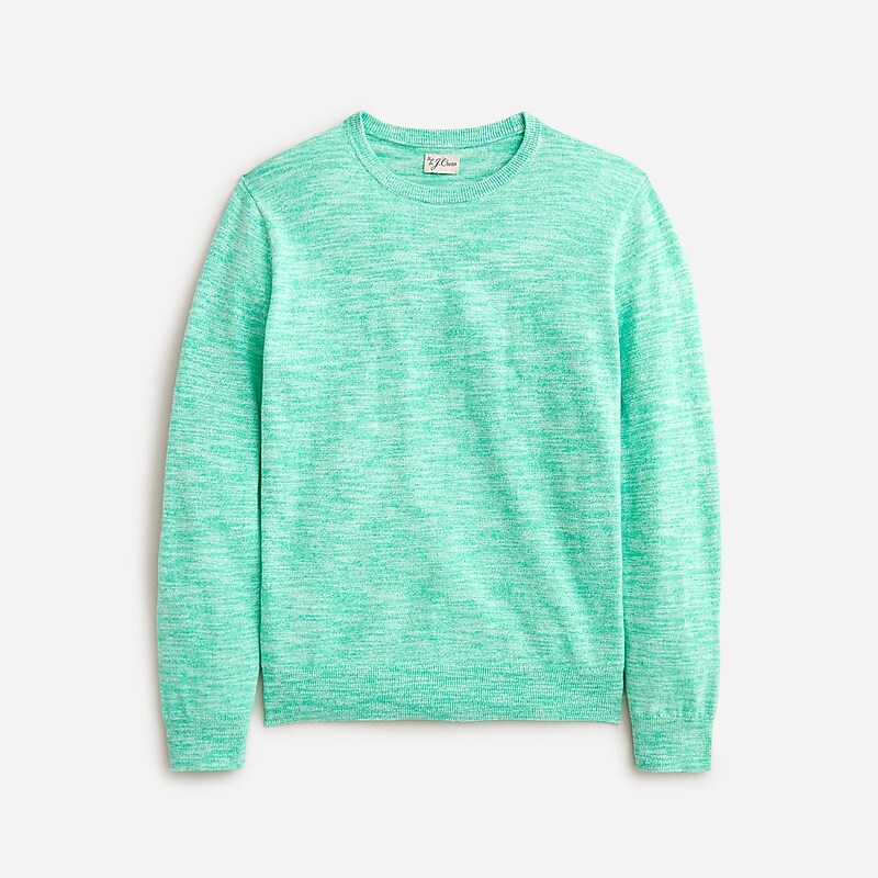 J.Crew Cotton-blend crewneck sweater Chrome Green Clearance | 46GWRTLZN