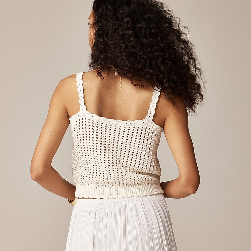 J.Crew Crochet button-up sweater-tank Ivory Online | 80GXBAZVI