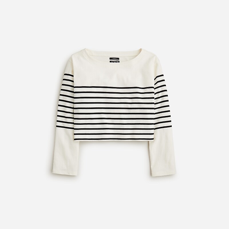 J.Crew Cropped boatneck T-shirt in mariner cotton Placed Crew Stripe Ivor Outlet Online | 73AHTZDUM