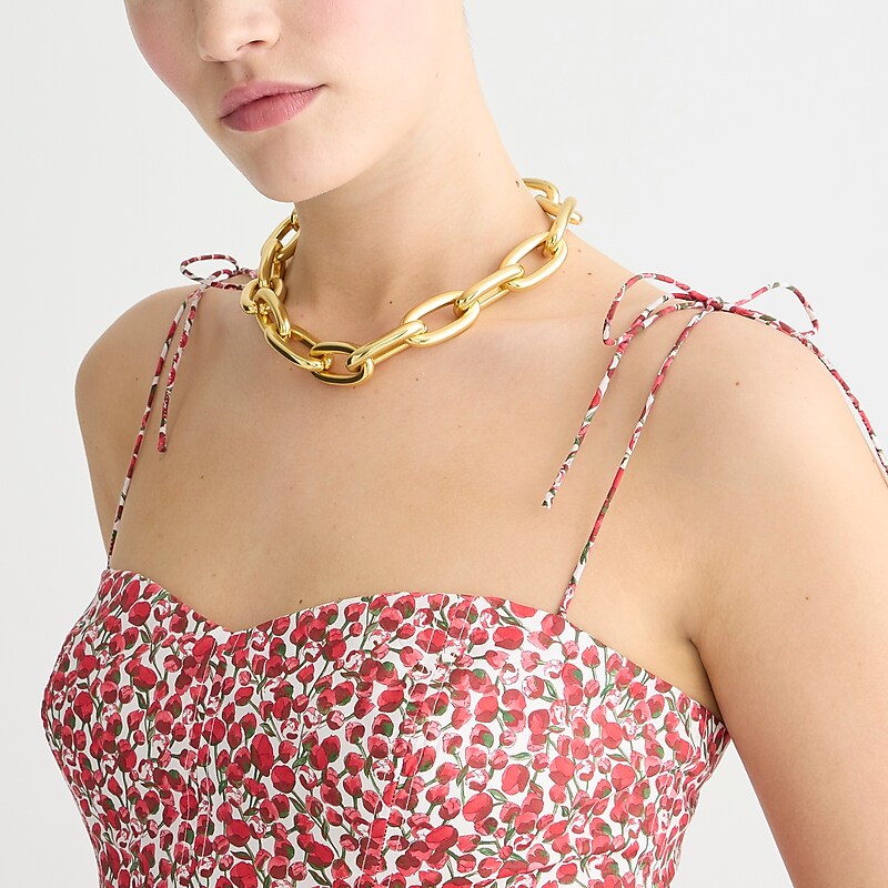 J.Crew Cropped bustier peplum top in Liberty® Eliza's Red fabric Elizas Red Outlet | 93TKRCBDA