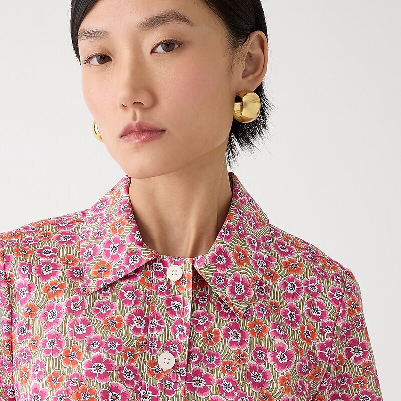J.Crew Cropped gamine shirt in Liberty® Ellie fabric Ellie Ruth Pink Outlet | 96SJMOXNB