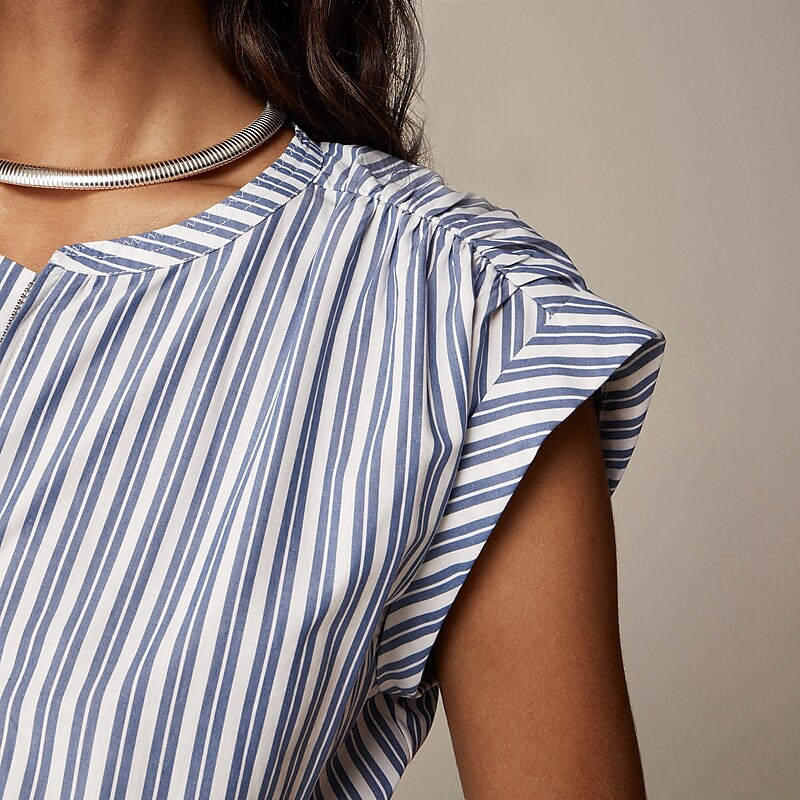 J.Crew Drop-waist midi dress cotton poplin Blue Outlet | 95HWRKNLJ