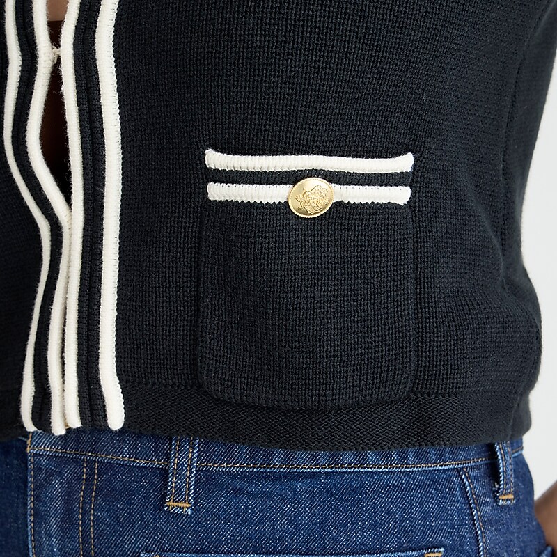 J.Crew Emilie sweater lady jacket with contrast trim Black Ivory Outlet Online | 75ZTSUJLK