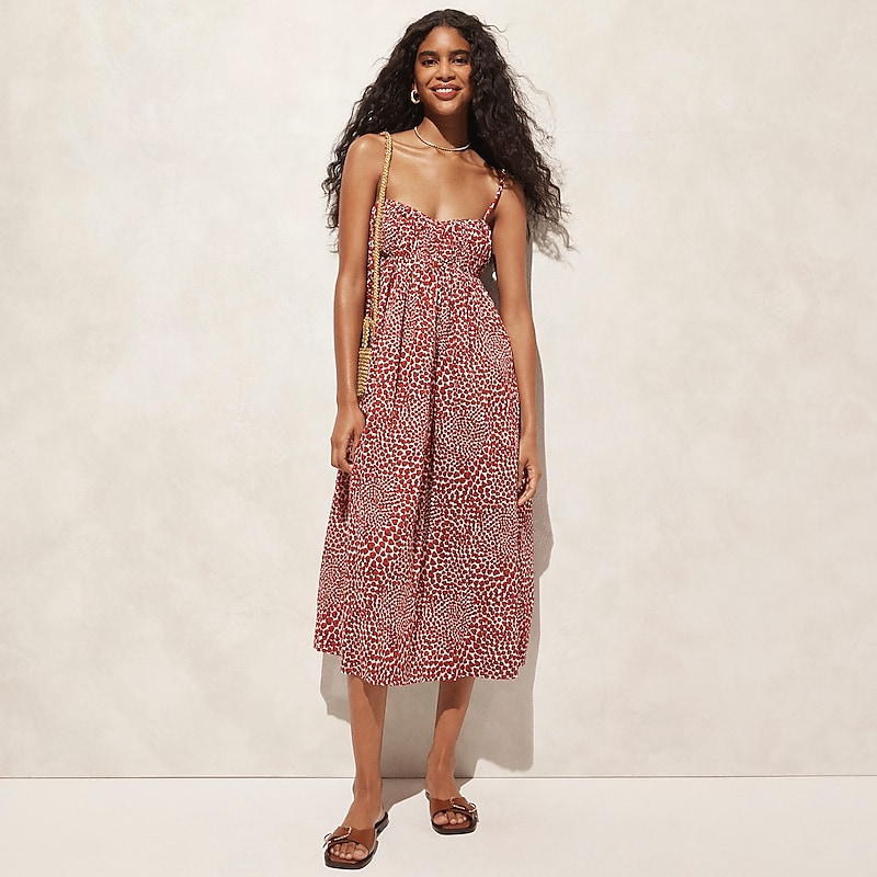 J.Crew Empire-waist midi dress Vintage Red Outlet Online | 73KEVXTJR