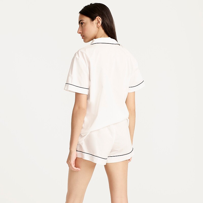 J.Crew End-on-end cotton pajama short set White Factory Outlet | 58ZIAWTPD