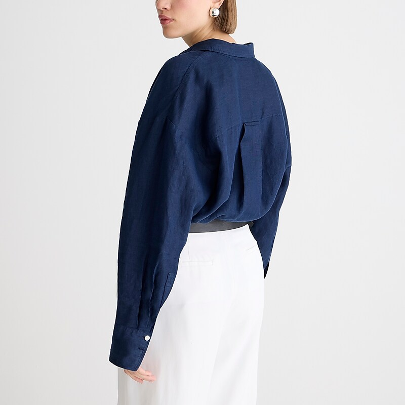 J.Crew Etienne oversized shirt in Baird McNutt Irish linen Navy Online | 06SXWABTF
