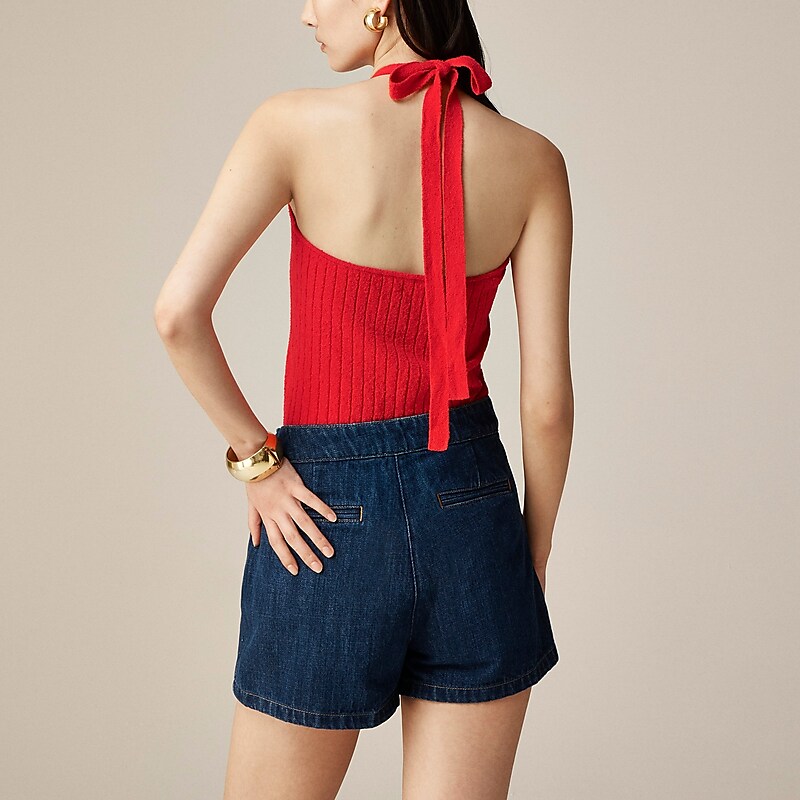 J.Crew Fine bouclé halter-neck top Vintage Red USA | 12IPMUBGJ