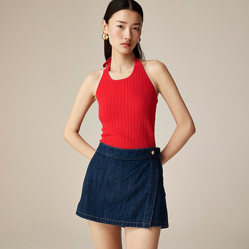 J.Crew Fine bouclé halter-neck top Vintage Red USA | 12IPMUBGJ