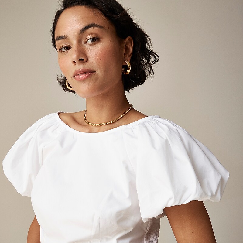 J.Crew Fitted puff-sleeve top in Liberty™ Capel fabric White Online | 84OVNWMKB