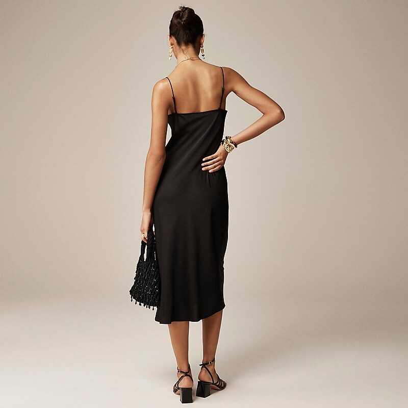J.Crew Gwyneth slip dress luster charmeuse Black USA | 17IKMDHEW