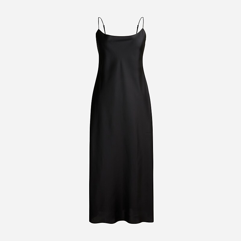 J.Crew Gwyneth slip dress luster charmeuse Black USA | 17IKMDHEW
