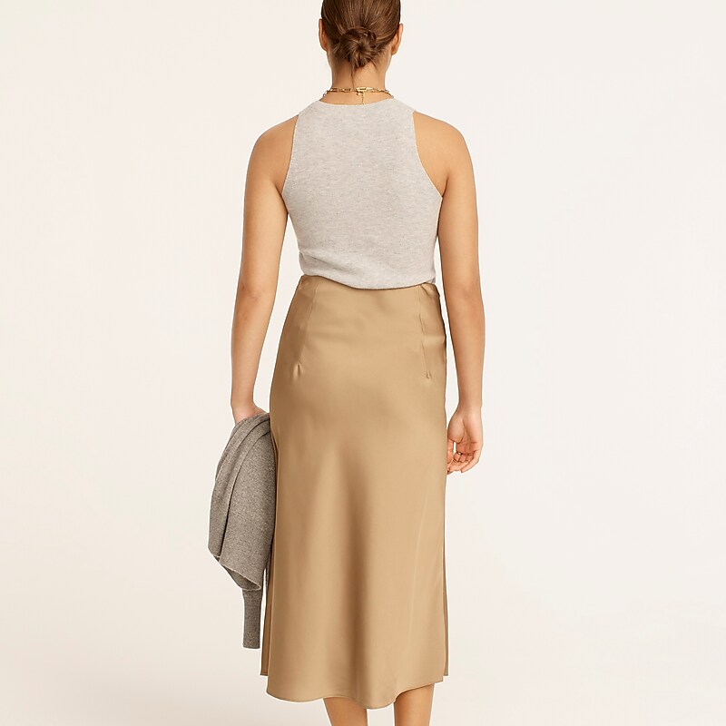 J.Crew Gwyneth slip skirt in floral luster charmeuse Camel Online | 81NTSCLDW