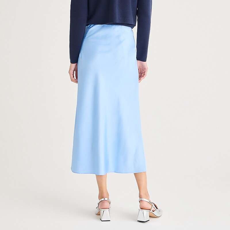 J.Crew Gwyneth slip skirt in floral luster charmeuse Placid Sky Factory Promo | 67XLNMPYT