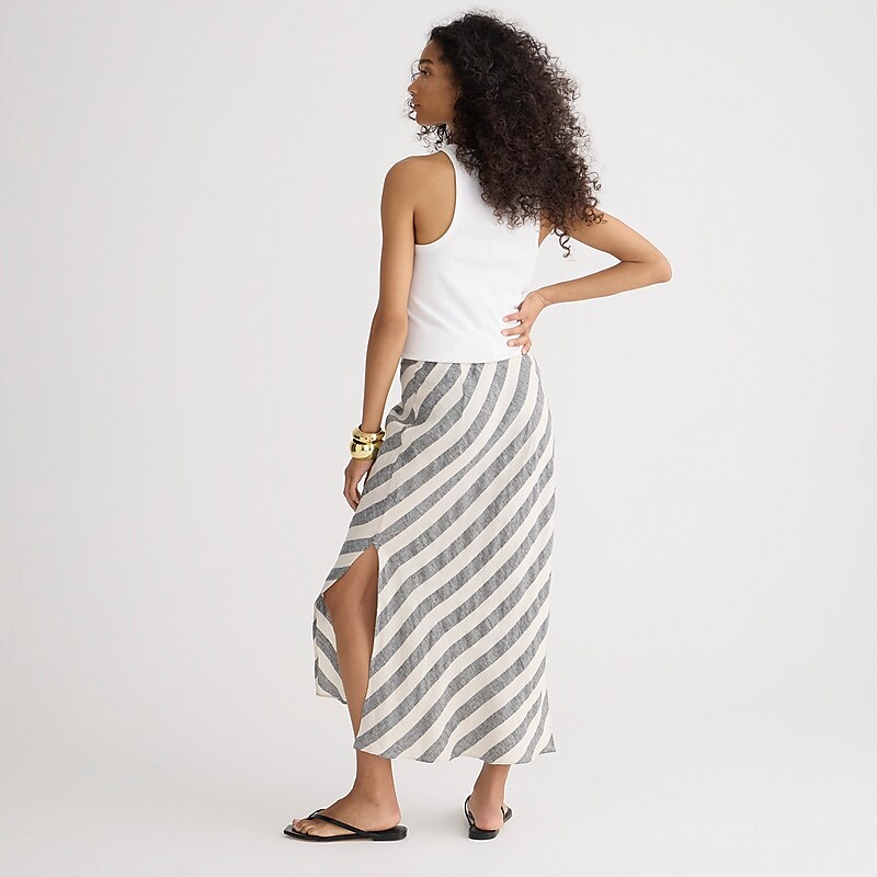 J.Crew Gwyneth slip skirt in striped linen Eleanor Stripe Factory Outlet | 52ZMJLIEK