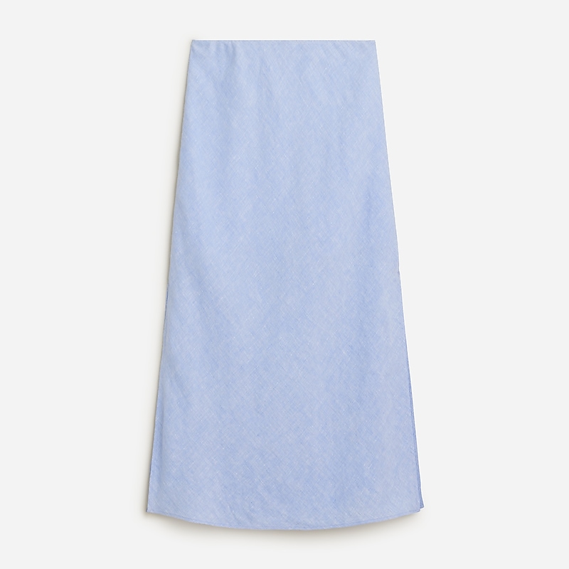 J.Crew Gwyneth slip skirt in striped linen French Blue USA | 19ZBDUMXG
