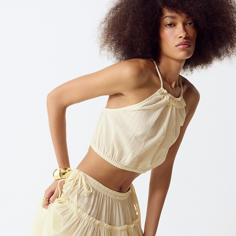 J.Crew Halter top and skirt set in airy gauze Warm Sesame Factory Promo | 61HYXAJIR