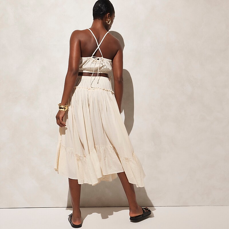 J.Crew Halter top and skirt set in airy gauze Warm Sesame Factory Promo | 61HYXAJIR