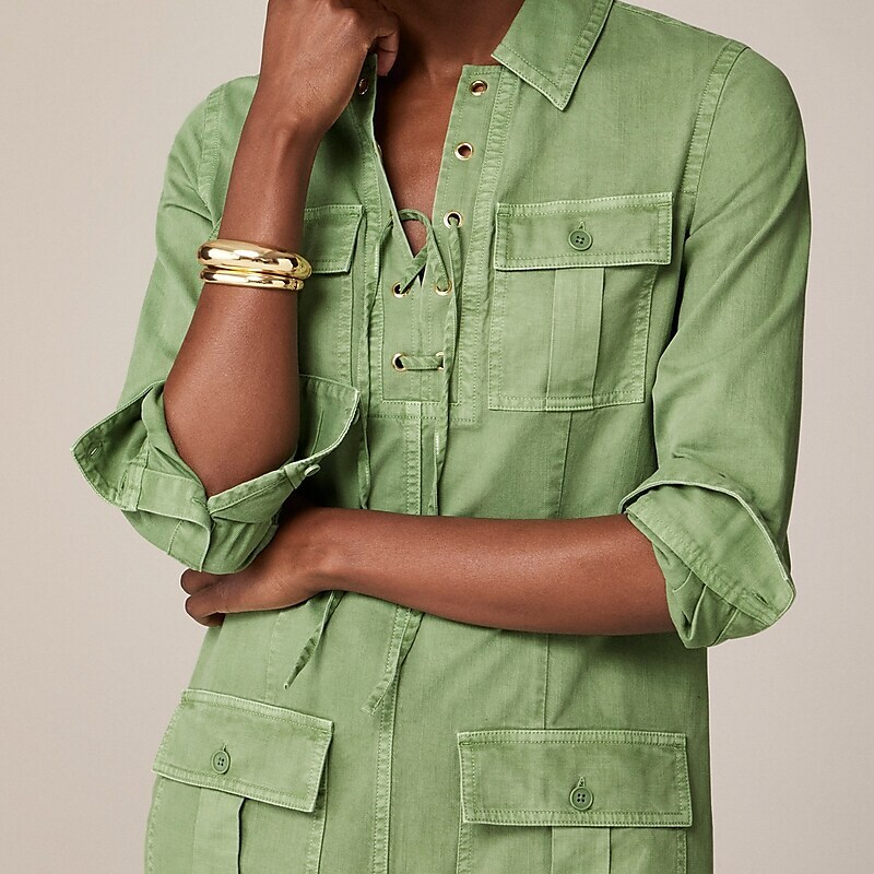 J.Crew Harbour dress in drapey cotton Spring Leaf Sale | 20VPQKALY