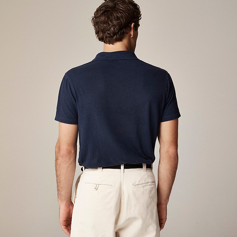 J.Crew Hemp-organic cotton blend polo shirt Darkest Indigo Factory Promo | 68LUFBHJC