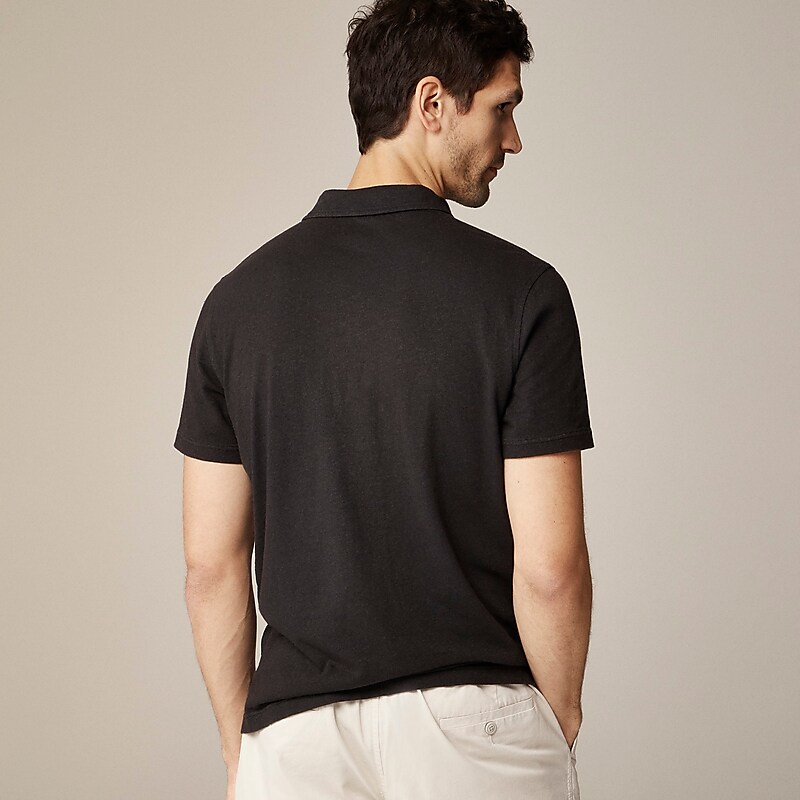 J.Crew Hemp-organic cotton blend polo shirt Black Clearance | 31WKRJHAF