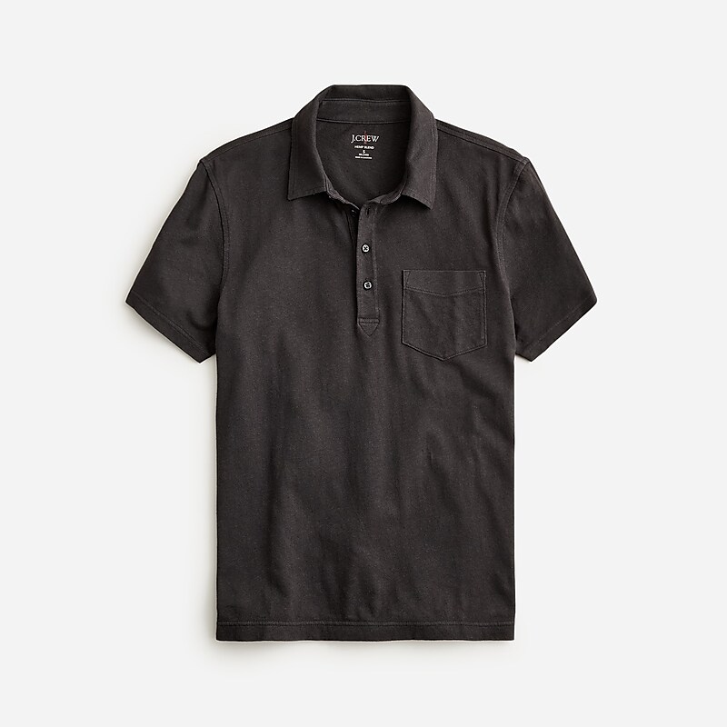 J.Crew Hemp-organic cotton blend polo shirt Black Clearance | 31WKRJHAF