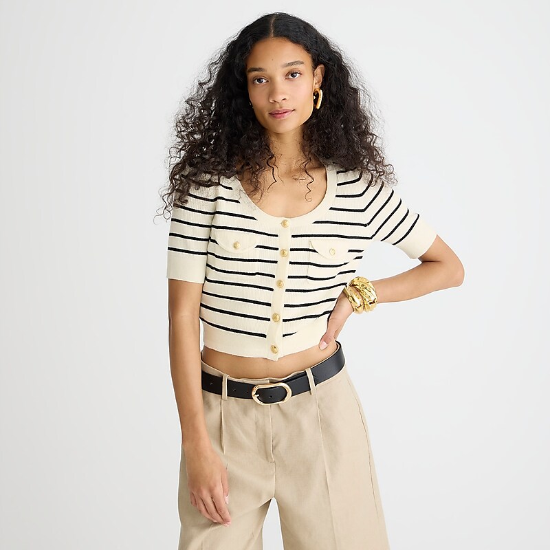 J.Crew Henley cropped sweater-tank Ivory Black Online | 82SHZUXDP