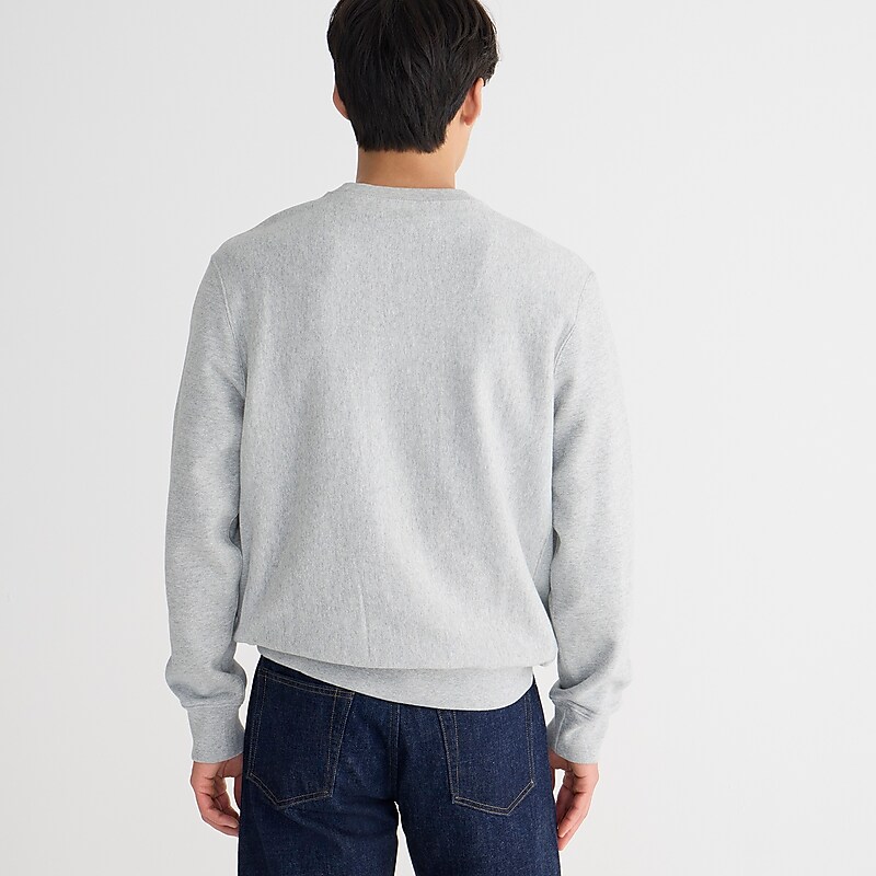 J.Crew Heritage 14 oz. fleece embroidered oarsman graphic sweatshirt Hthr Athletic Grey Factory Promo | 60MZOGFYD