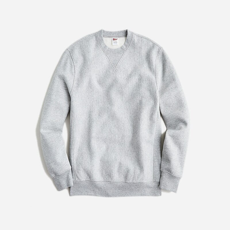 J.Crew Heritage 14 oz. fleece embroidered oarsman graphic sweatshirt Hthr Athletic Grey Factory Promo | 60MZOGFYD