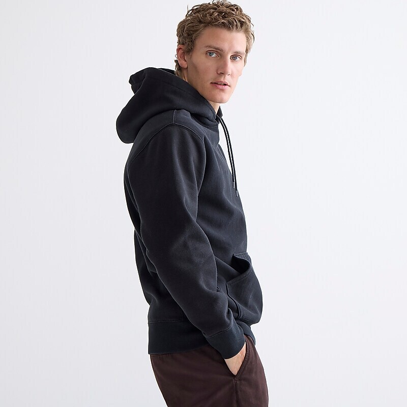 J.Crew Heritage 14 oz. fleece hoodie Black Factory Outlet | 52KQCFTWR
