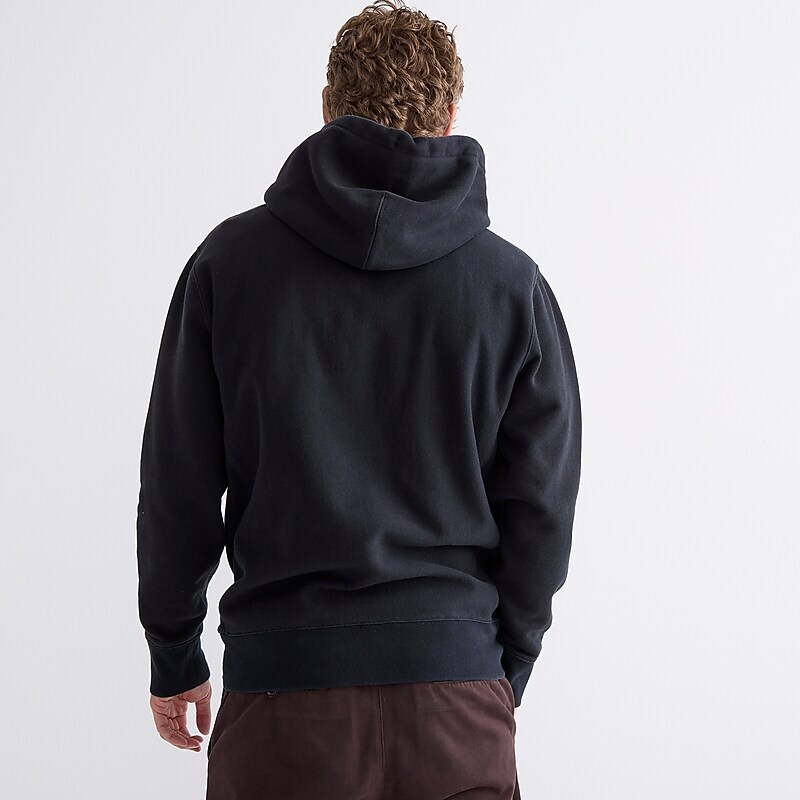 J.Crew Heritage 14 oz. fleece hoodie Black Factory Outlet | 52KQCFTWR