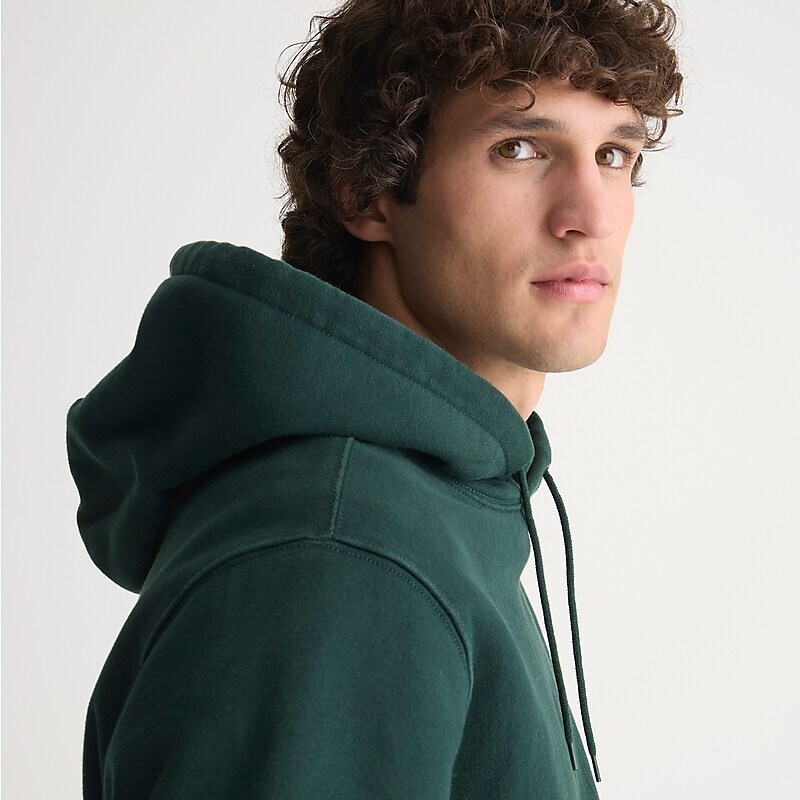 J.Crew Heritage 14 oz. fleece hoodie Dark Forest USA | 16ZAELUDQ
