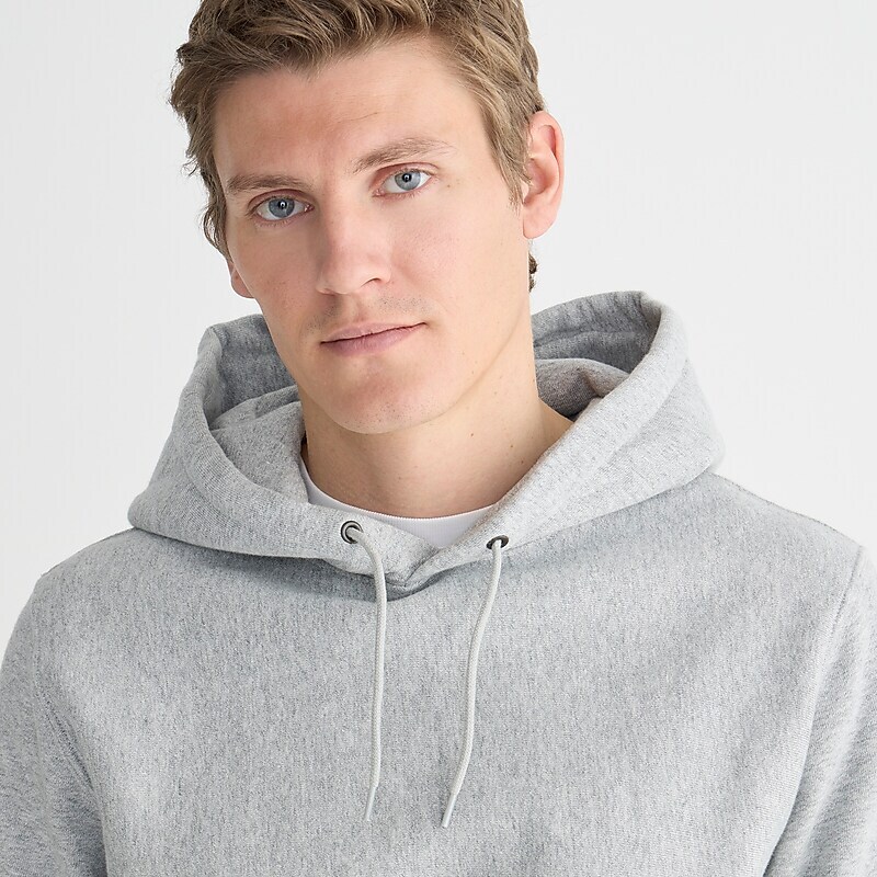 J.Crew Heritage 14 oz. fleece hoodie Hthr Athletic Grey Sale | 28FEUMXOI