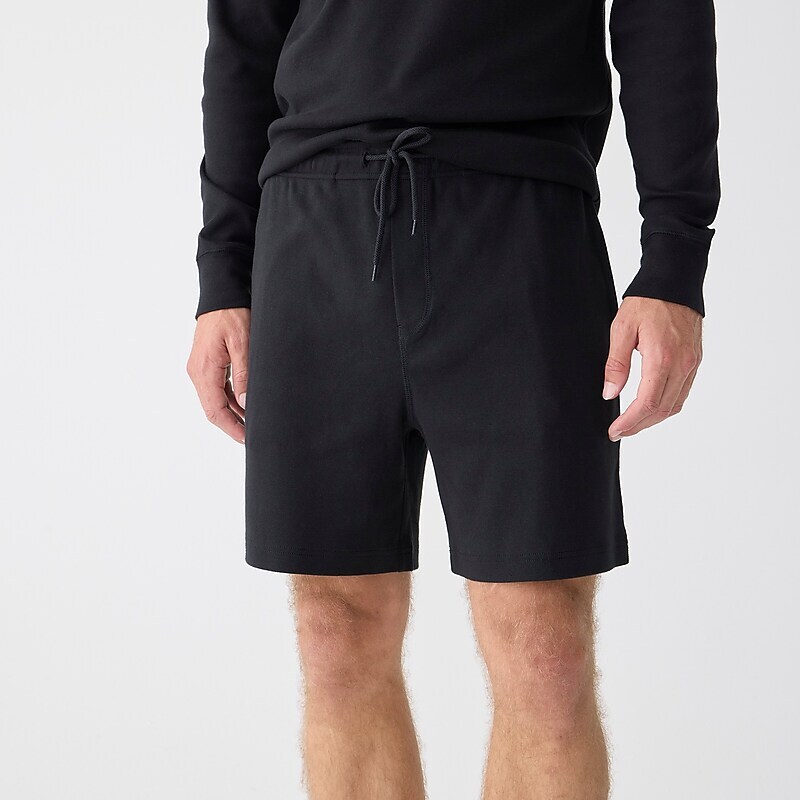 J.Crew Heritage brushed rib-knit shorts Black Clearance | 32NWEQGTI