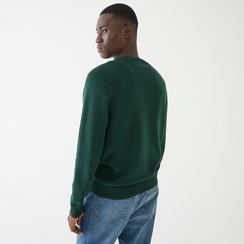 J.Crew Heritage cotton crewneck sweater Dark Forest Online | 87OEZHFAX